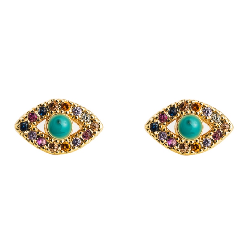 Ευρωπαϊκή και αμερικανική απλή ιδιοσυγκρασία γυναικεία σκουλαρίκια από ορείχαλκο χρυσό επιχρυσωμένο χρώματα zircon devil \\\\ \'s ματιών σκουλαρίκια ματιών άγρια ​​σκουλαρίκια