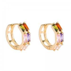 Διασυνοριακή πηγή εξωτερικού εμπορίου γεωμετρική διπλή σειρά ζιργκόν σκουλαρίκια θηλυκό χαλκό μικρο-ένθετο χρώμα ζιρκονίου hip hop σκουλαρίκια σκουλαρίκια χονδρικής