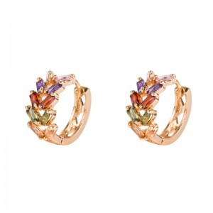 Ευρωπαϊκή και αμερικανική μόδα φύλλα προσωπικότητας Ορείχαλκο μικρο-ένθετο ζιργκόν σκουλαρίκια γυναικεία κορεατική ιδιοσυγκρασία σκουλαρίκια μέταλλο κρύο σκουλαρίκια ανέμου