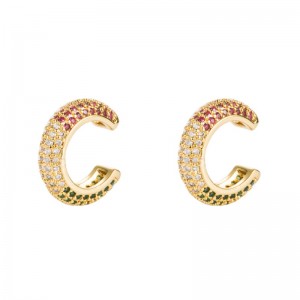 ins ευρωπαϊκά και αμερικανικά σκουλαρίκια με χρυσό ορείχαλκο με χρώματα ζιργκόν σκουλαρίκια hip-hop άνδρες και γυναίκες χωρίς τρυπημένα κλιπ αυτιού