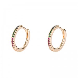 Ευρωπαϊκή και αμερικανική προσωπικότητα μόδα κρύο άνεμος ελαφρώς ένθετο χρώμα ζιργκόν ορείχαλκος χρυσό επιχρυσωμένο αυτί πόρπη κύκλο σκουλαρίκια hip hop σκουλαρίκι