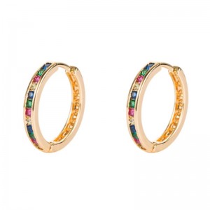 Ins ευρωπαϊκά και αμερικανικά πολύχρωμα σκουλαρίκια κύκλων, σκουλαρίκια μικρού κύκλου, γεωμετρικά σκουλαρίκια, θηλυκά χρώματα διαμάντι hip hop σκουλαρίκια σκουλαρίκια