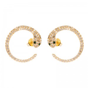 Ins ευρωπαϊκού και αμερικανικού διασυνοριακού νέου προϊόντος Σκουλαρίκια που υπερβάλλουν προσωπικότητα Σκουλαρίκια Σκουλαρίκια Σκουλαρίκια Μικρο-έννομη Zircon hip-hop C-σχήμα σκουλαρίκια φιδιού