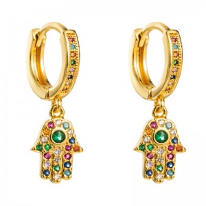 Χαλκός μικρο-ένθετο χρωματισμένο σκουλαρίκια πολύτιμων λίθων Γυναίκα ευρωπαϊκή και αμερικανική τάση στυλ προσωπικότητα παλάμη σκουλαρίκια κρύο αιολικό δίκτυο κόκκινο κόσμημα