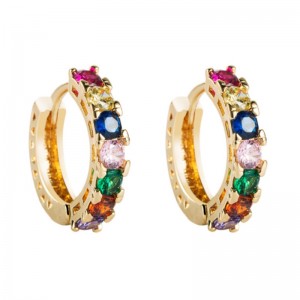 Κορεάτικα κοσμήματα μόδας ορείχαλκο μικρο-ένθετο ζιργκόν σκουλαρίκια θηλυκό ins ευρωπαϊκό και αμερικανικό ταμπεραμέντο C-σχήμα σκουλαρίκια άγρια ​​σκουλαρίκια χονδρικής